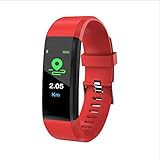 Zariavo Fitness Tracker Farbdisplay Pulsmesser Blutdruck Smart Armband (Rot)