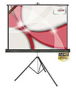 ELCOR Tripod Type Projector Screen 7 Ft. (Width) x 5 Ft. (Height) in Imported High Gain Fabric, Comes with Tripod Stand, Supports 3 D and Full HDTV Format
