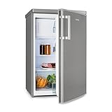  Klarstein CoolZone 120 Eco • Kühl-Gefrierkombination • Kühlschrank mit Gefrierfach • platzsparend • 41 db • Glasablage • Gemüsefach • 3 Türfächer • Edelstahlgriffe • silber