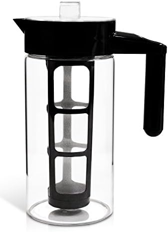 Zell Cold Brew Coffee Maker | Best Home Iced Coffee & Tea Maker with Removable Coffee Fine Mesh Filter | Strong Borosilicate Glass Cold Coffee Maker | BONUS Fruit Infusion Filter | 1 Quart (1000 ml)