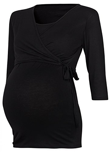 Happy Mama Donna T-shirt bolero prémaman per l'allattamento Camicia Maglia. 458p (Nero, IT 40)