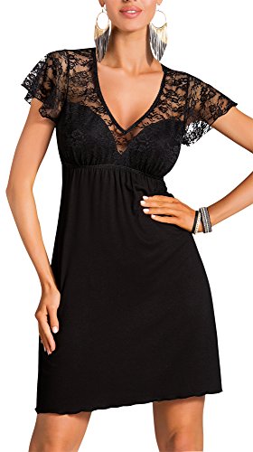 R-Dessous - Camisón - para Mujer Negro Small