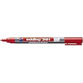 edding 361 beyaz yazı tahtası kalemi - kırmızı - 1 kalem - yuvarlak u&ccedil;lu 1 mm - yeniden doldurulabilir
