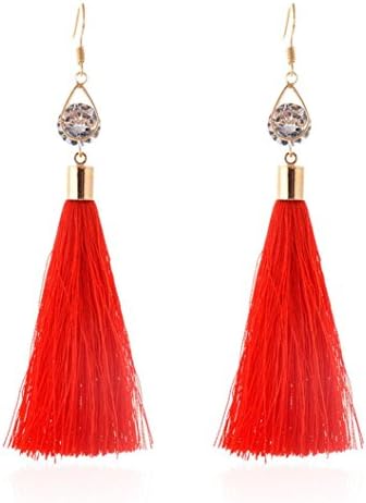 Quistal Bohemian Earrings For Women Jewelry Bright Brick Earrings Flower Ancient Long Tassel Drop Earrings Dangle