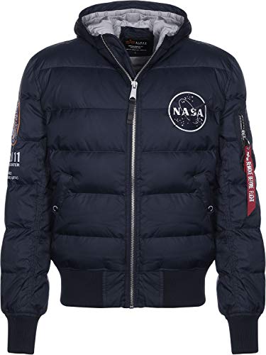 Preisvergleich Produktbild Alpha Industries Hooded Puffer Apollo 11 Daunenjacke Dunkelblau XL