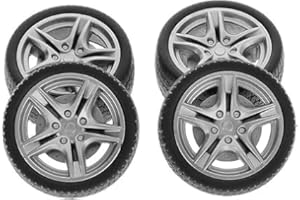 PCHNFEI 4 Pcs Black Tires,Simulation Rubber Wheels Tire Wheel Toy Model DIY RC Spare Parts Easy Installation Small in Size,Wheel Sets,Remote and App Controlled Vehicles and Parts,Wheels Tires (48mm)