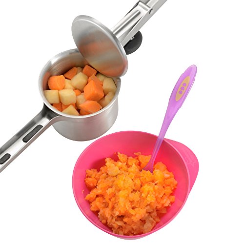 VonShef Professionelle Kartoffelpresse / Obstpresse / Spätzlepresse aus Edelstahl mit schwarzen Soft Touch Griffen - 5