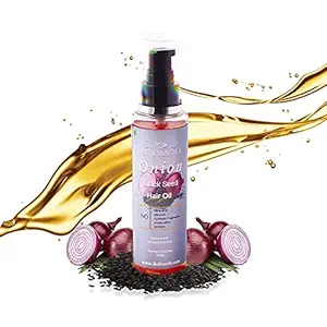 ROLIMOLI BRAND - Onion Oil / Black Seed Onion Hair Oil Enriched with Bhringarj and Bhrami - No mineral Oil, Silicones, synthetic fragrance, preservation, paraben- 100ML