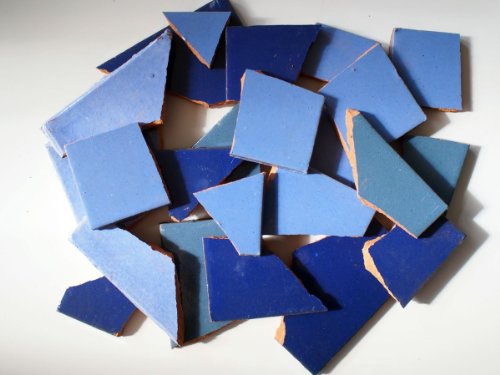 900g Bruchmosaik, Mosaikfliesen aus handgefertigten mexikanischen Fliesen – Blau Töne - 2