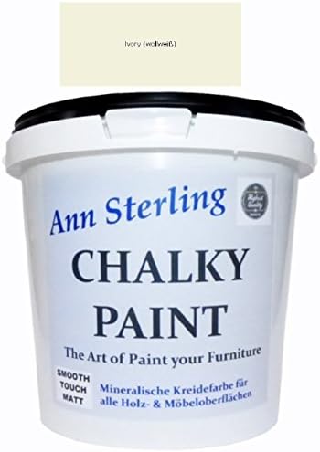 Ann Sterling Shabby Chic Chalky Paint, Colour: Ivory / Off-White, 1.5 kg / 1 Litre