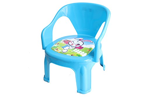 Toddlers Plastic Dining Chair With Cushion (Blue)