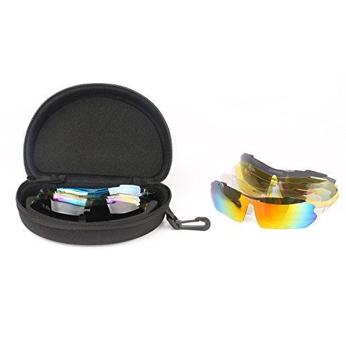 MOREZONE Radbrille, Polarisierte Radbrillen Brille Sunglasses zum Ski Hiking Outdoor-Sport Brillen mit 5 wechselbaren Linsen, UV-Beständig Fahrrad Radbrillen Fahrradbrille - 7