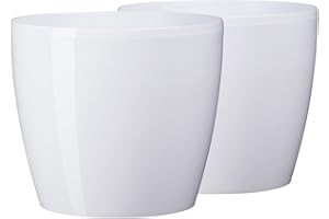 ‎TYMAR Tymar Blumentopf, 2er-Pack, Pflanzentopf aus Kunststoff, Moderne, Runde Form (Weiß, ø 30 cm)