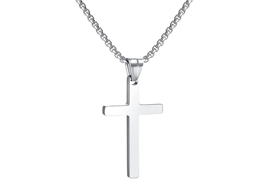 RWQIAN Collar Cruz Hombre Cruz Cadena Acero Inoxidable Plateada/Oro/Negro Colgante Cruz Collar Mujer 16"-24"