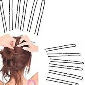 MANODHRUVA 100 Pcs U-Shaped Bobby Hair Juda Pins for Updo Hairstyle, Black Metal, Pack of 100 Pcs, 6.5 cm Long