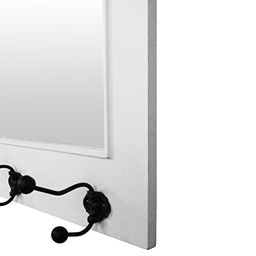 Wandgarderobe 95x49x12cm mit Ablage, Spiegel und 5 Haken Flurgarderobe Wandregal Holzregal für Flur und Bad - 6