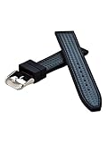 Premium Silikon Uhrenarmband 20-22-24mm Carbon Optik Schwarz mit Schwarze Naht 20mm