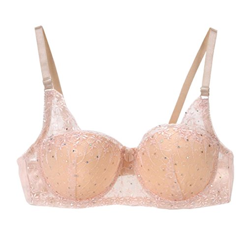 Preisvergleich Produktbild Dessous Lingerie Damen,Yanhoo Heiße Mode Unterwäsche Männer Elastische ModeFrauen Push Up Deep V Ultradünne Underwire Gepolsterte Spitze Büstenhalter BH (38B / 85B, Beige)