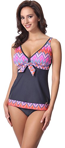 aQuarilla Tankini Trajes de Baño Dos Piezas Mujer AQ107(Grafito, EU 40=ES 42)