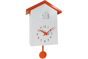 HOHOVYVY Reloj de Cuco Moderno, Reloj de Cuco Reloj de Pared, Reloj de Cuco Voces Llamando Pájaro Casa Arte de Pared Hogar Salón Oficina Decoración (+ Naranja)
