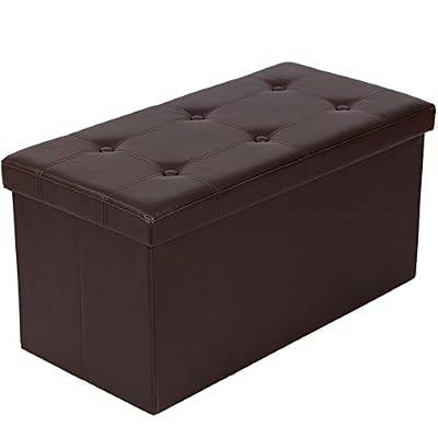 Songmics 76 x 38 x 38 cm Pouf Coffre de Rangement Pliable chargement max. de 300 kg brun LSF40Z