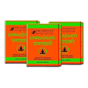 Dr. Vaidya's New Age Ayurveda | Unmadvati | Ayurvedic Pills For Anxiety, Stress, Sleep Disorders and Hypertension | 24 Pills (Pack of 3)