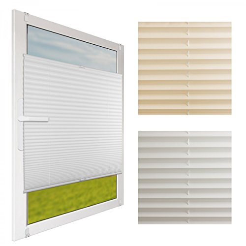 Klemmfix Plissee Jalousie mit Klemmträger :: Rollos für Fenster ohne bohren 90×130 cm weiß - 2