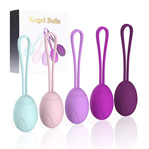 ACVIOO Kegel Bolas Chinas Recomendado por Médico para el Control de la Vejiga y Ejercicios del Suelo Pélvico Juego de 5 Bolas de Silicona con Kit de Entrenamiento para Mujer: Principiantes y Avanzados
