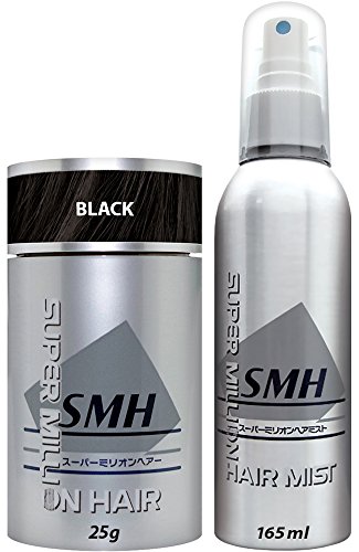 Super Million Hair - 1 x 25g Set (1 x 25g Hair Building Fibres & 1 x 165ml Hard Mist) - No.1 Black.