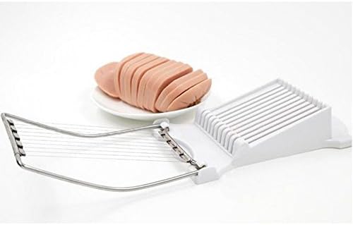 Luncheon Meat Slicer &amp; Egg Slicer - Quality Stainless Steel 10 Wires for Slices,Soft Food Slicer,Canned Meat Slicer, Food Grade FDA (White)
