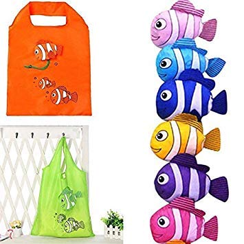GEOPONICS Casuale inviato Little Fish Riutilizzabile Pieghevole Shopping Viaggi Grocery Tote One Piece