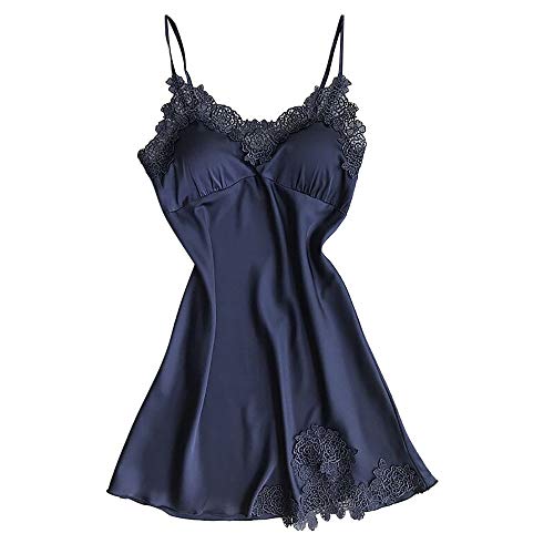 Preisvergleich Produktbild TianWlio Dessous Mode Damen Pyjamas Unterwäsche Unterhosen Unterröcke Negligees Weihnachten Spitzenauflage Dessous Nachtwäsche Unterwäsche Robe Baby Dolls Nachtwäsche Kleid Marine XL