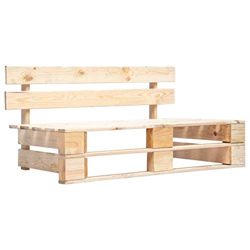 vidaXL Banco Palets Respaldo Jardín Terraza Sofá Palés Exterior Mueble Asiento Pallet Patio o Interior Sillón Madera Pino Impregnada FSC Color Natural