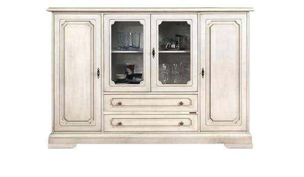 Classic Dining Sideboard Living Room Cupboard Display Cabinet In Wood With Doors And Drawers Wooden Furniture For Living Room 160 X 40 X H 109 5 Cm White Cabinet Made By Craftsmen Product