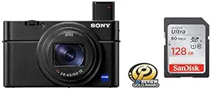 Sony RX100 VII Compact Camera with 1.0-Type Stacked CMOS Sensor (DSCRX100M7) + SanDisk 128GB Ultra SDXC UHS-I Memory Card - 100MB/s, C10, U1, Full HD, SD Card