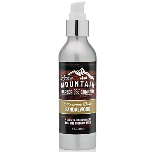 Aftershave Balm For Men – With Natural Sandalwood Essential Oil – 5 Ounce – Moisturizer Face Cream to Prevent Razor Burn & Dry Skin After Shaving by Rocky Mountain Barber Company