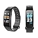 Price comparison product image Fitness Activity Tracker with Heart Rate Monitor Watch, Waterproof Bluetooth Smart Bracelet with Pedometer Sleep Blood Pressure Monitor for Women Men Kids Compatible for Android & IOS,Black