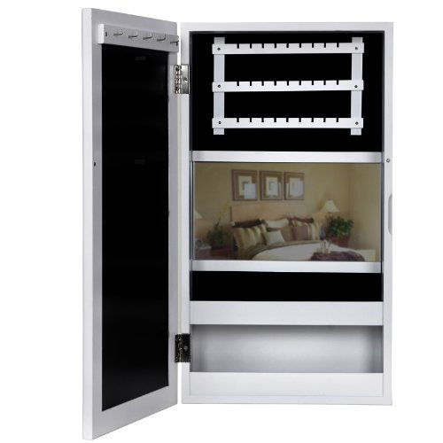 Songmics 56 x 31 x 10 cm Schmuckschrank Wandspiegel mit Bilderrahmen (Weiß) JBC59W