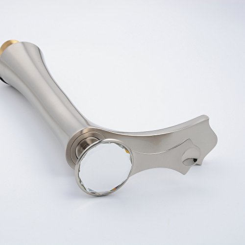 Beelee BL6076NH Wasserhahn Hohe Bad Armatur Waschbecken Waschbeckenarmatur Einhebelmischer Badarmatur Mischbatterie Armaturen für Bad Gebürsteter Nickel - 5