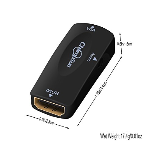 Full HD 1080P HDMI Buchse auf VGA Buchse Konverter, vergoldet DP zu HDMI Stecker Adapter mit 3,5 mm-Audio-unterstützt HDMI Streaming Media Player zu VGA Projektor - 6