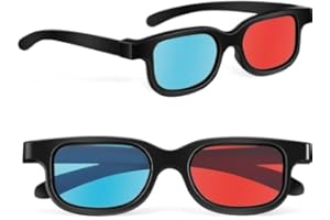 EnweiBingshi 2Pcs 3D Glasses,Portable 3D Rectangle Sunglasses,Trendy Retro Fashion Glasses for Light Shows, Holiday Parties, Home Theaters, TV Game (Red and blue)