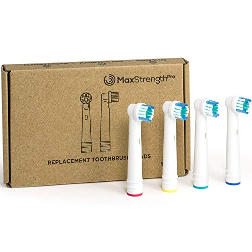 Replacement Electric Toothbrush Heads 12pc Set with Rings by Max Strength Pro, Fits Most Oral B Models, Pre-Sterilised & Sealed, Reminder Bristles, Eco Friendly Packaging, for a Cleaner Finish!