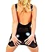 Price comparison product image EXLATEX Women's Black Latex Rubber Backless Mini Dresses (Medium, Black)