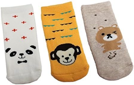 Baby Boys Girls Winter Thick Cotton Socks Pack of 3 Animal Theme Panda Monkey Bear