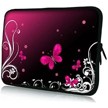 Pedea - Funda de neopreno para portátil (17,3"/43,9 cm), diseño de mariposas, color rosa y negro
