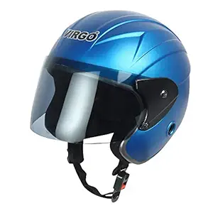 Virgo Acrylonitrile Butadiene Styrene, Trek-Finger Finish Visor Tinted Helmet (Blue Matt)