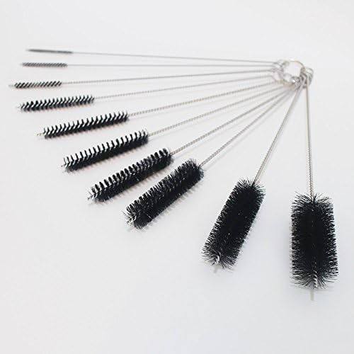 BingQing brand Nylon Bottle Tube Nozzle Cleaning Brush. 10 Pcs Multifunctional Nylon Tube Brush Pipe Cleaning Brushes Set for Kitchen Kettle Spout Teapot Nozzle--Ms10
