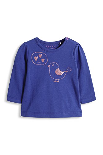ESPRIT Baby-Girls Bird T-Shirt Long Sleeve T-Shirt, Blue, 9-12 Months (Manufacturer Size:80)