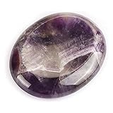 Artistone 2" Amethyst Crystals Thumb Worry Stone Carved Healing Crystal Chakra Stones For Anxiety Meditation Home Decor(gift Box)