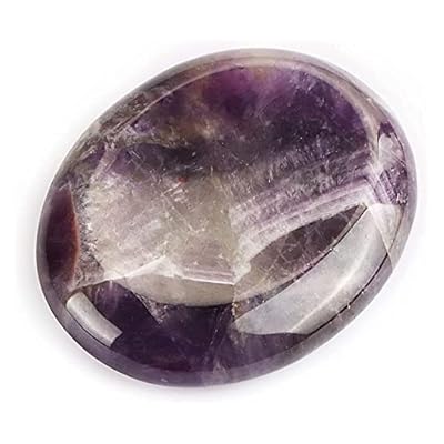 Artistone 2" Amethyst Crystals Thumb Worry Stone Carved Healing Crystal Chakra Stones For Anxiety Meditation Home Decor(gift Box)